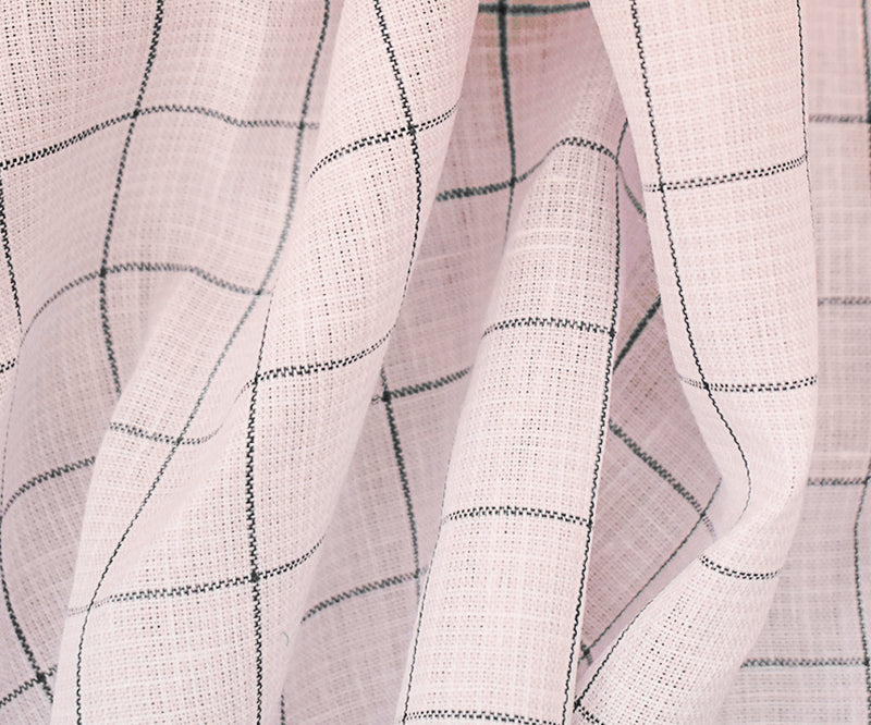 Pink-Deep Gray-White Spence Bryson Check Grid Irish Linen Woven Fabric