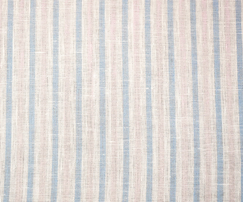 Blue-Pink-White Spence Bryson Stripe Irish Linen Slub Woven Fabric