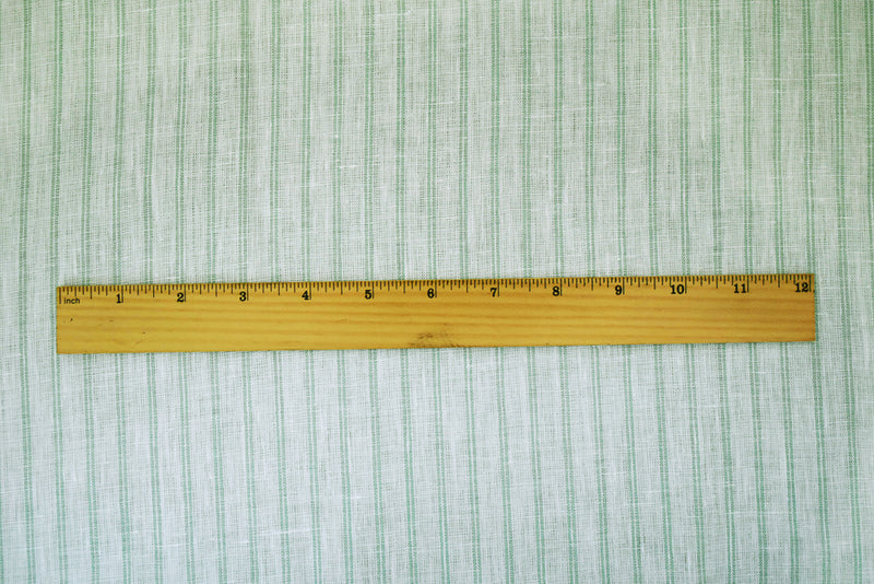 Green-White Spence Bryson Stripe Irish Linen Slub Woven Fabric