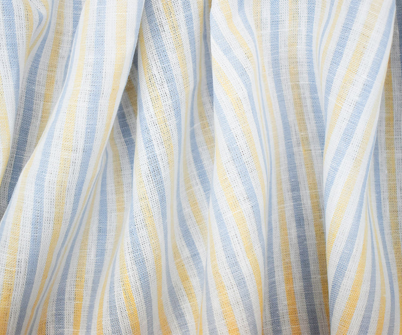 Yellow-Blue-White Spence Bryson Stripe Irish Linen Woven Fabric