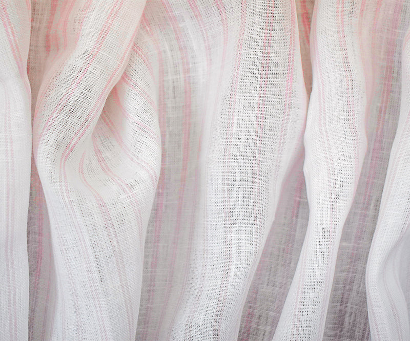 Light Pink-White Spence Bryson Stripe Irish Linen Slub Woven Fabric