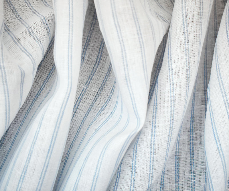 White-Light Blue Spence Bryson Stripe Irish Linen Slub Woven Fabric