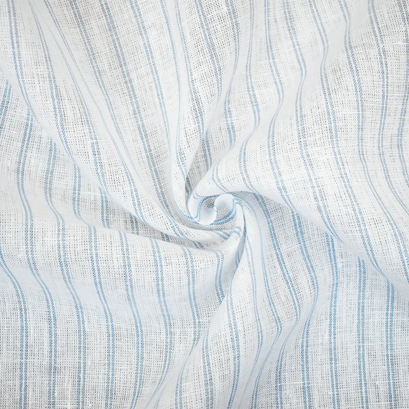 White-Light Blue Spence Bryson Stripe Irish Linen Slub Woven Fabric