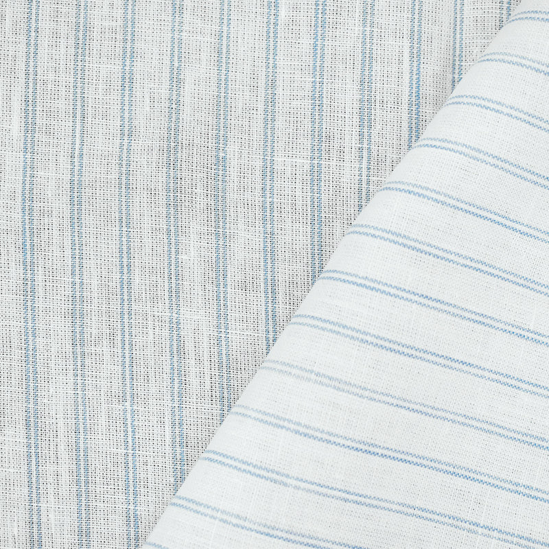 White-Light Blue Spence Bryson Stripe Irish Linen Slub Woven Fabric