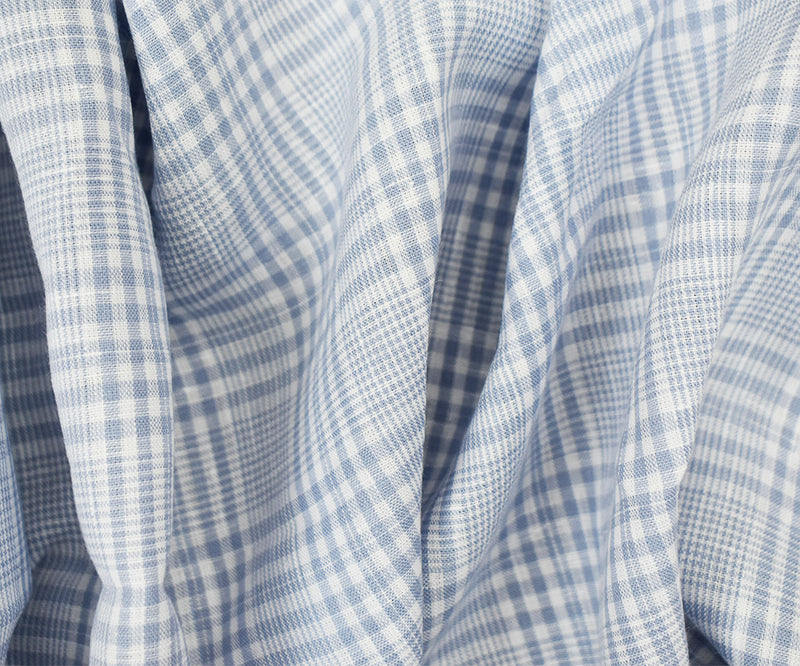 Blue-White Spencer Bryson Plaid Irish Linen Woven Fabric