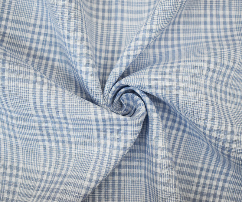 Blue-White Spencer Bryson Plaid Irish Linen Woven Fabric