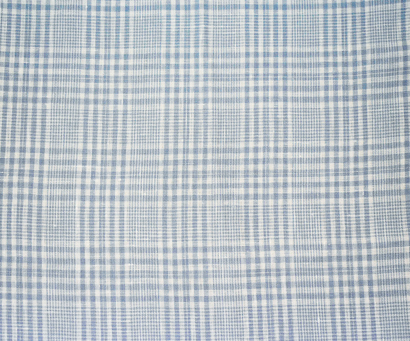 Blue-White Spencer Bryson Plaid Irish Linen Woven Fabric