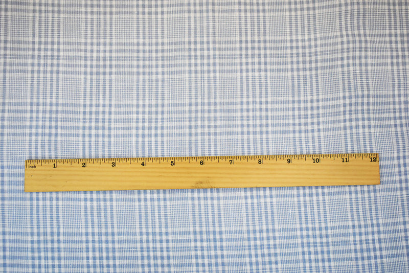Blue-White Spencer Bryson Plaid Irish Linen Woven Fabric