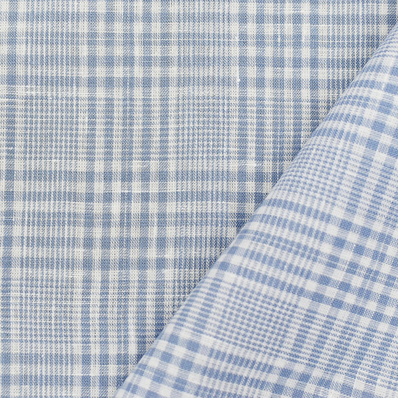 Blue-White Spencer Bryson Plaid Irish Linen Woven Fabric