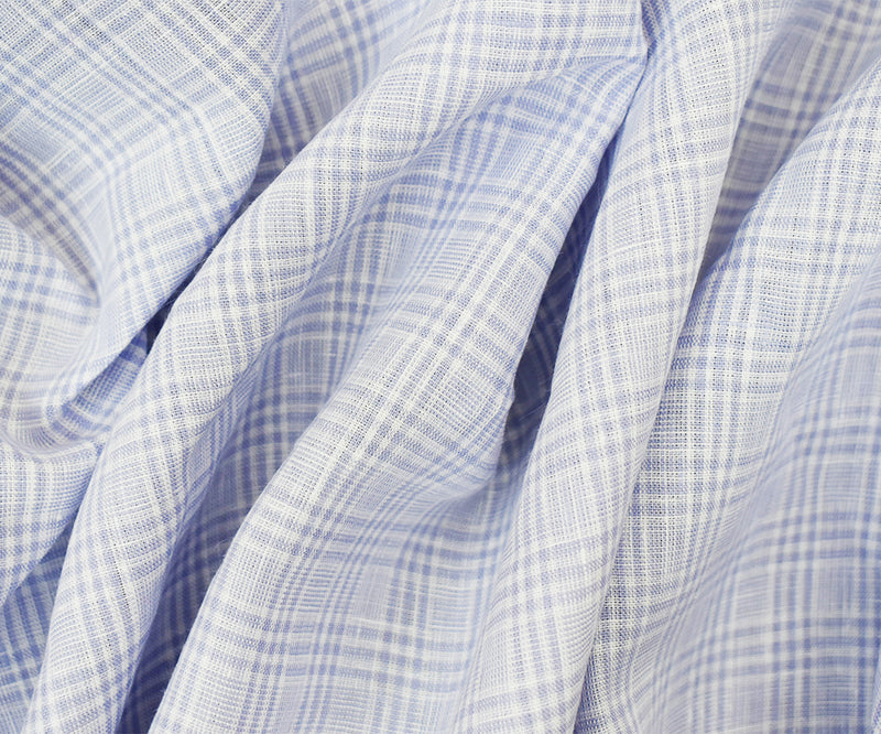 White-Purple Spence Bryson Plaid Irish Linen Woven Fabric