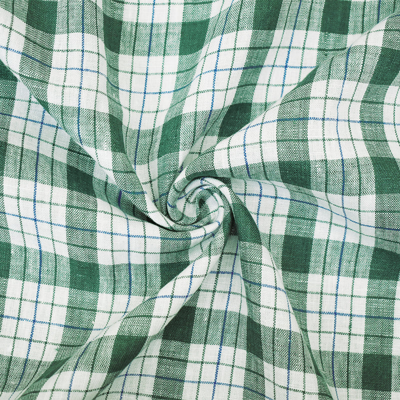Green-Blue-Moygashel Bryson Washed Plaid Irish Linen Woven Fabric
