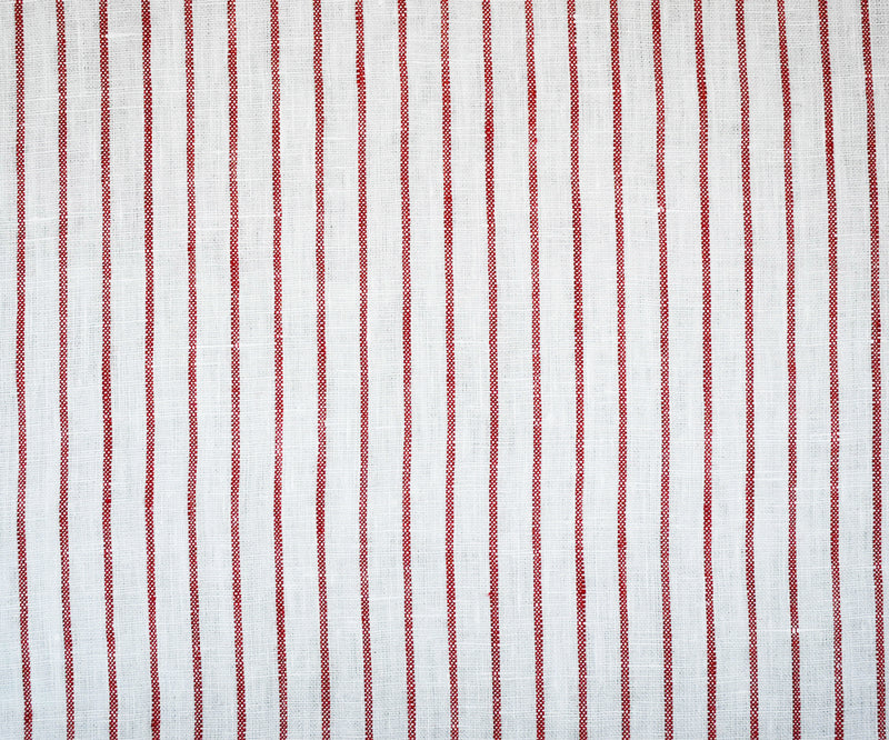 Red-White Spence Bryson Stripe Irish Linen Woven Fabric