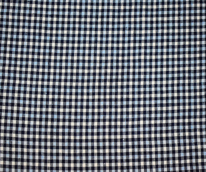 Navy-Blue-White Spence Bryson Washed Gingham Plaid Irish Linen Woven Fabric