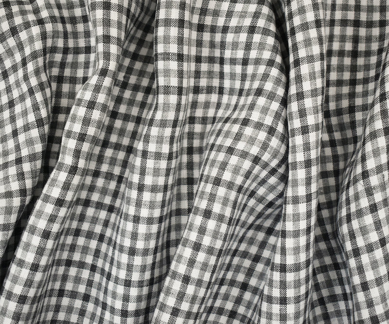 Gray-White Spence Bryson Washed Gingham Plaid Irish Linen Woven Fabric