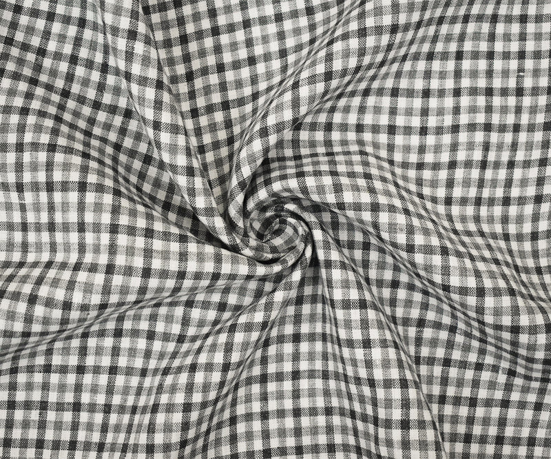 Gray-White Spence Bryson Washed Gingham Plaid Irish Linen Woven Fabric