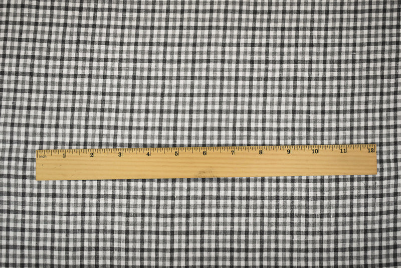 Gray-White Spence Bryson Washed Gingham Plaid Irish Linen Woven Fabric