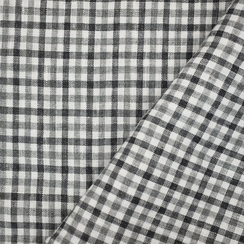 Gray-White Spence Bryson Washed Gingham Plaid Irish Linen Woven Fabric