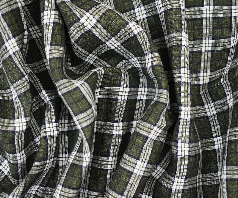 Green-Blue-Multi Spence Bryson Washed Plaid Irish Linen Woven Fabric