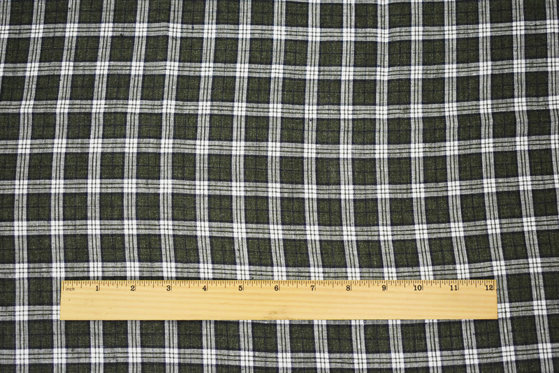 Green-Blue-Multi Spence Bryson Washed Plaid Irish Linen Woven Fabric