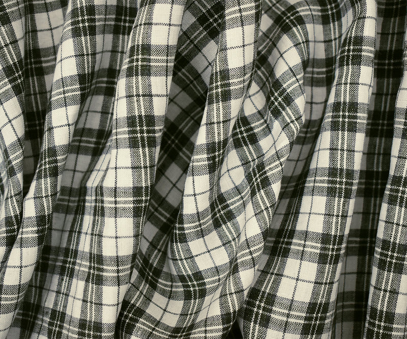 Gray-White Spence Bryson Washed Plaid Irish Linen Woven Fabric