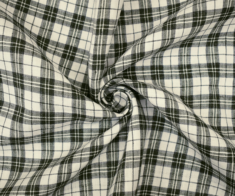 Gray-White Spence Bryson Washed Plaid Irish Linen Woven Fabric