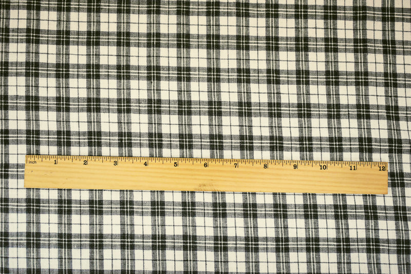 Gray-White Spence Bryson Washed Plaid Irish Linen Woven Fabric