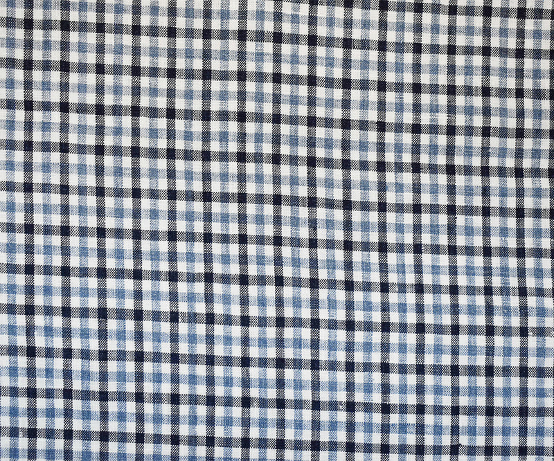 Navy-Blue-White Spence Bryson Washed Gingham Plaid Irish Linen Woven Fabric