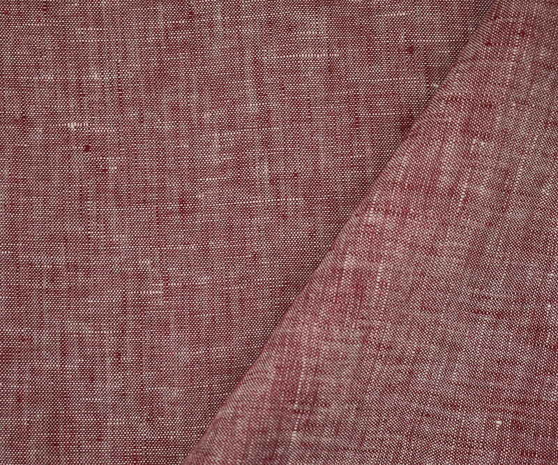 Red-White Spence Bryson Textured Washed Irish Linen Chambray Woven Fabric