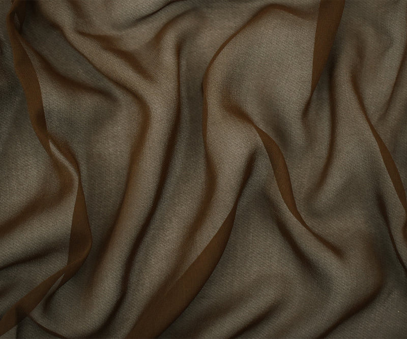 Brown Silk Chiffon Woven Fabric