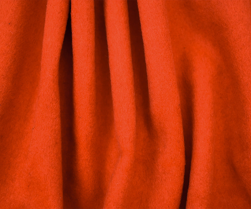 Orange Melton Wool-Poly Blend Solid Brush Double Woven Jacketing Fabric