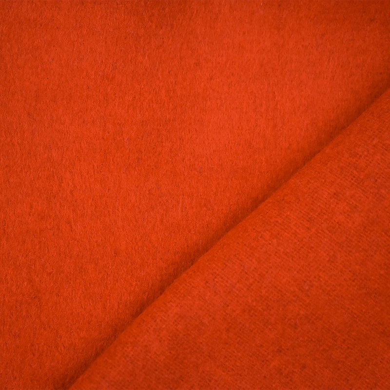Orange Melton Wool-Poly Blend Solid Brush Double Woven Jacketing Fabric