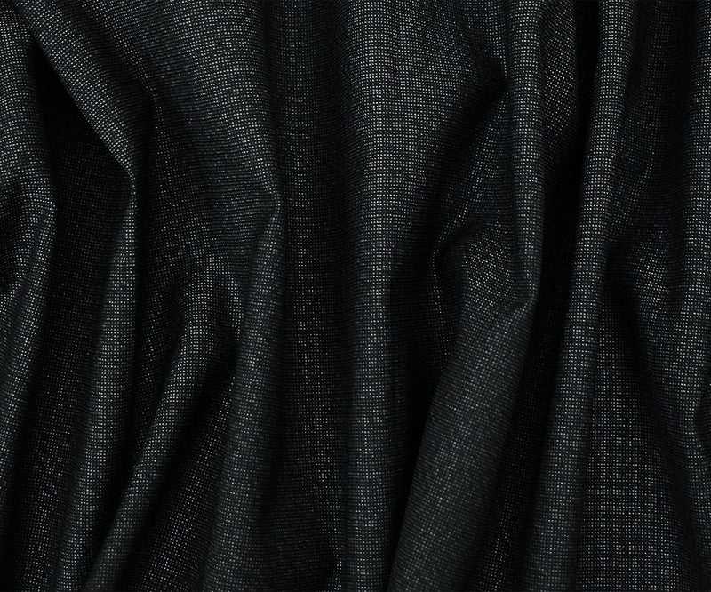 Black-Gray Poly Wool Blend Faded Check Plaid Stretch Shirting Woven Fabric
