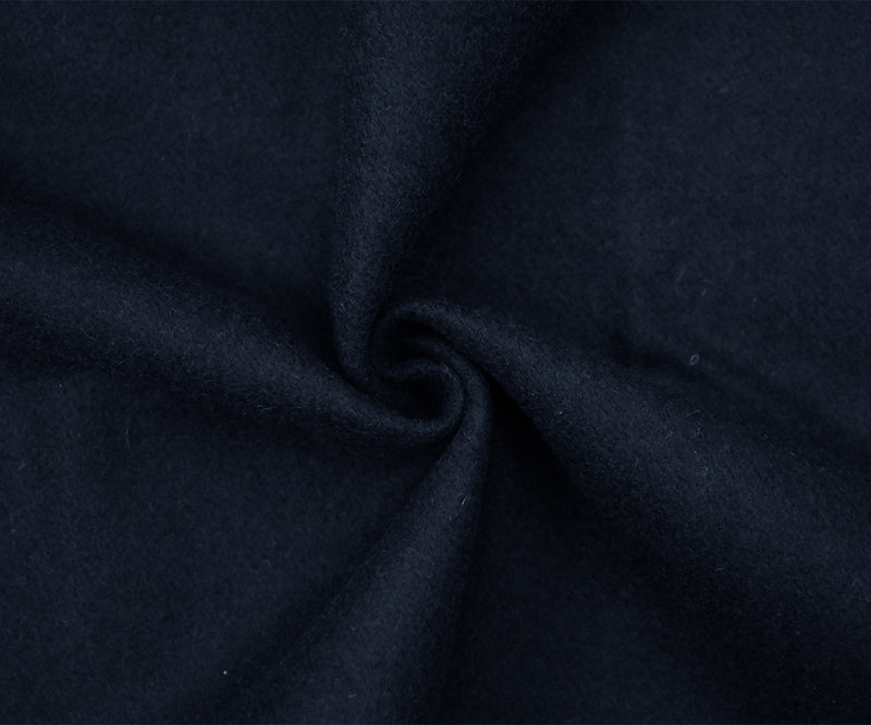 Deep Blue-Black Wool Polyester Blend Dobby Woven Jacketing Fabric