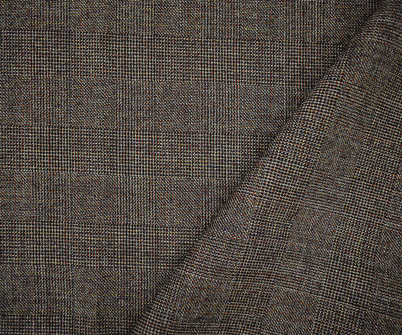 Gray-Red-Multi Wool-Poly Check Texture Suiting Woven Fabric