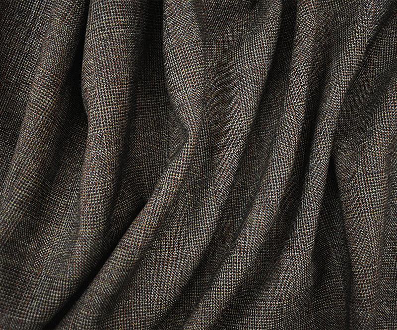 Gray-Red-Multi Wool-Poly Check Texture Suiting Woven Fabric