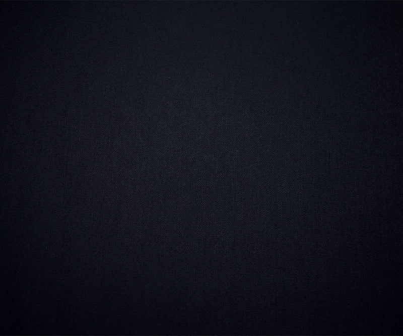 Dark Navy Blue-Black Poly-Wool Solid Twill Woven Suiting Fabric