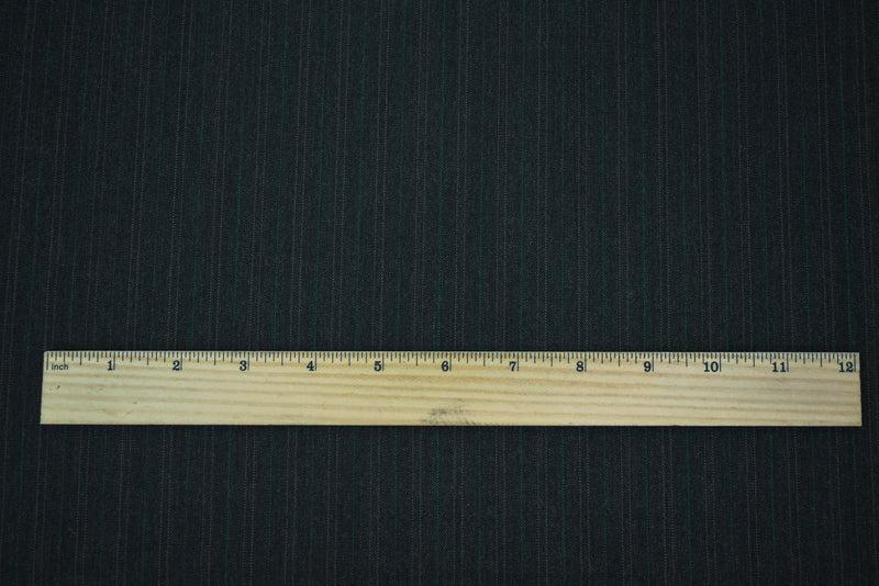 Deep Gray-Green Wool-Poly Pinstripe Woven Shirting Fabric
