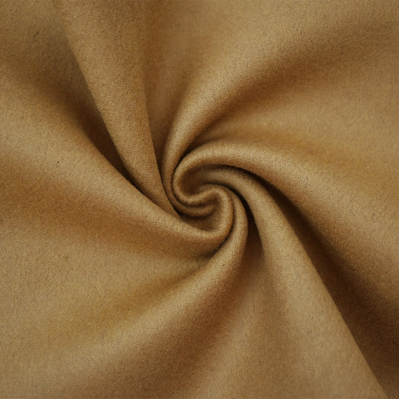 Cream Brown Melton Wool Solid Double Woven Coating Fabric
