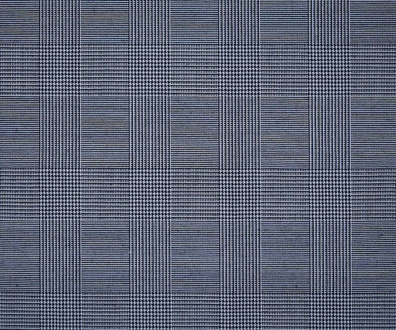 Deep Navy-White Wool Poly Glen Plaid Shirting Woven Fabric