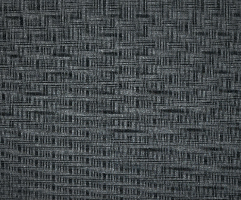 Gray-Black Wool-Polyester Plaid Woven Shirting Fabric