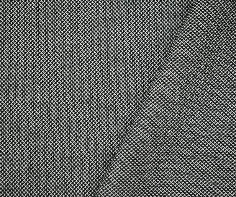Black-White Wool Poly Dobby Woven Suiting Fabric