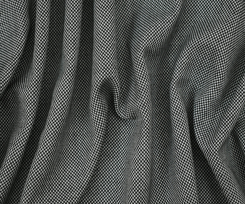 Black-White Wool Poly Dobby Woven Suiting Fabric
