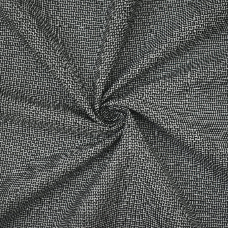 Gray-Black Poly-Wool Houndstooth Check Shirting Woven Fabric
