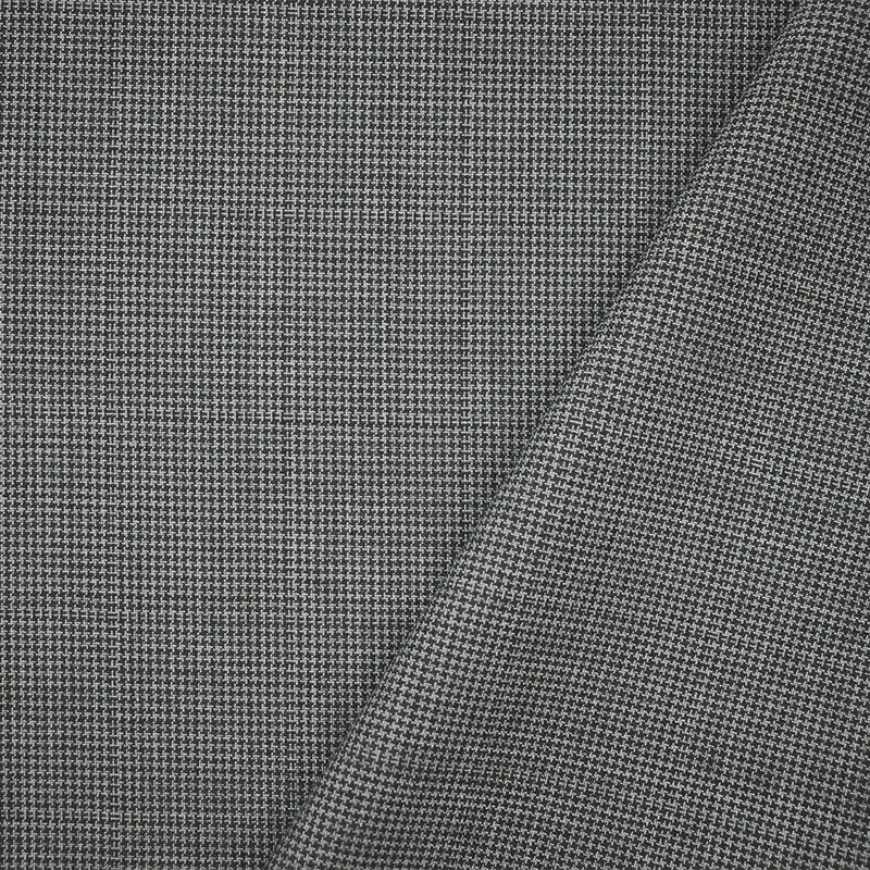 Gray-Black Poly-Wool Houndstooth Check Shirting Woven Fabric