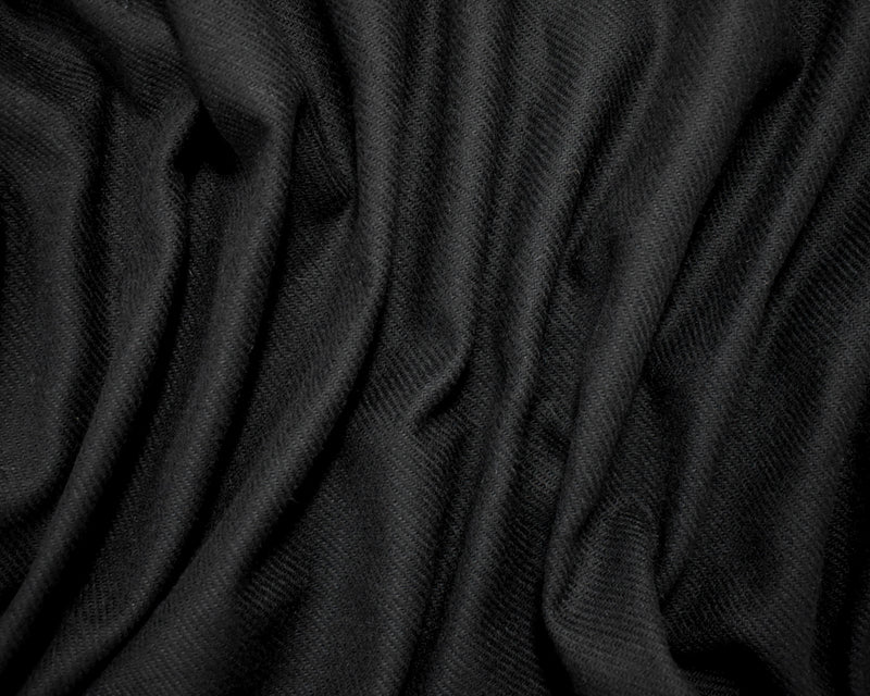 Black Wool-Poly Japanese Twill Woven Jacketing Fabric