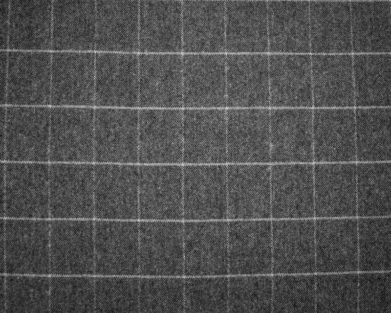 Black-Gray Wool Poly Japanese Grid-Check Woven Jacketing Fabric