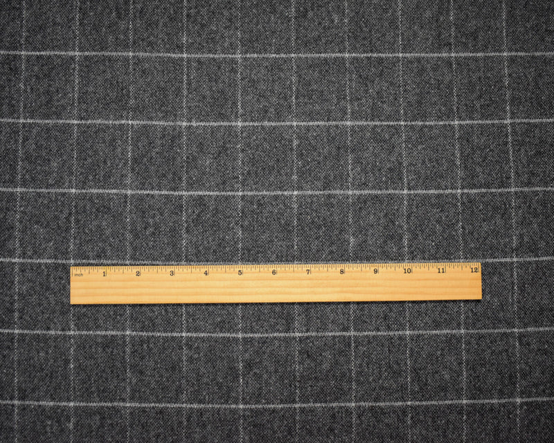 Black-Gray Wool Poly Japanese Grid-Check Woven Jacketing Fabric