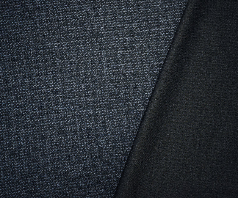 Deep Blue-Black Wool-Poly Stretch Spandex Texture Sweater Knit Fabric