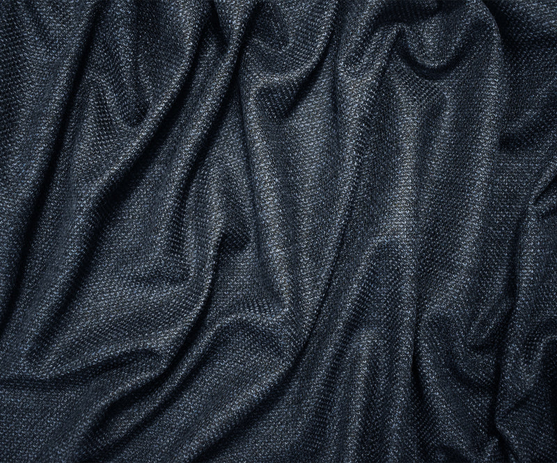 Deep Blue-Black Wool-Poly Stretch Spandex Texture Sweater Knit Fabric