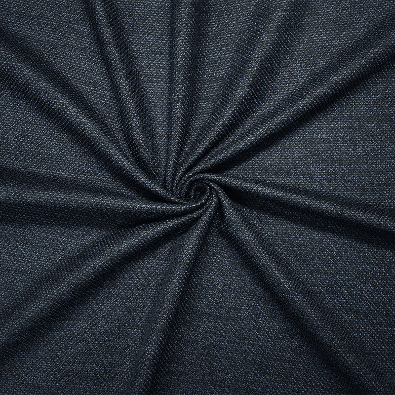 Deep Blue-Black Wool-Poly Stretch Spandex Texture Sweater Knit Fabric